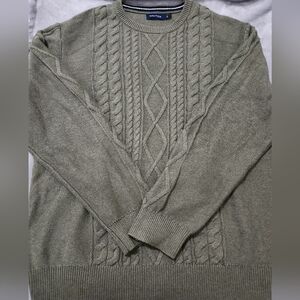 Nautica Men's Green Cable Knit Crewneck Sweater